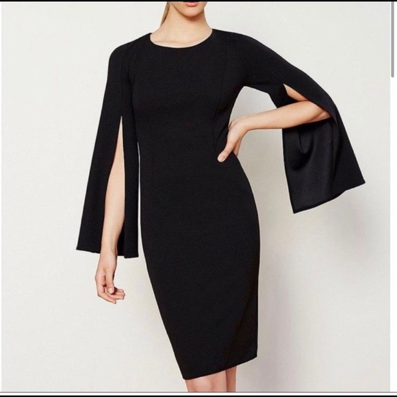 Calvin Klein Dresses & Skirts - Calvin Klein Black Slit Bell Sleeve Sheath Dress 2